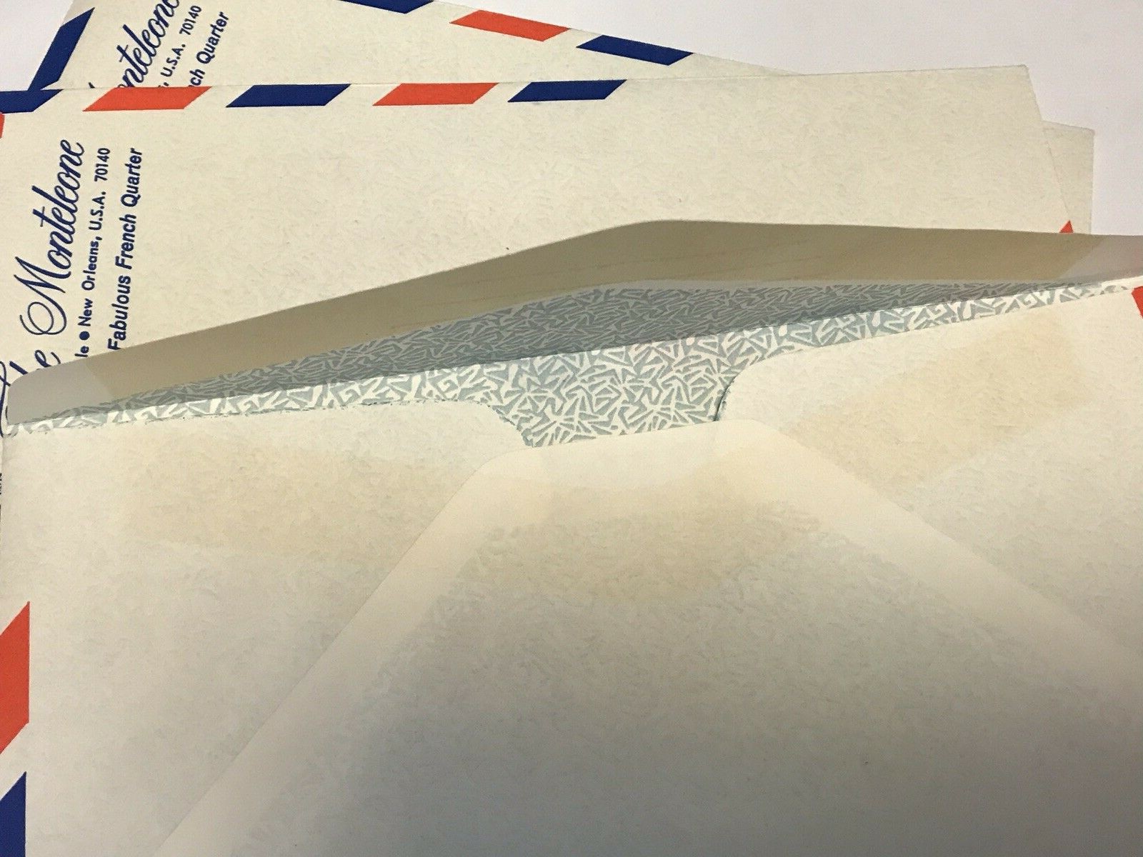 3 Vtg VIA AIR MAIL ENVELOPES UNUSED Monteleone Hotel New Orleans French Quarter