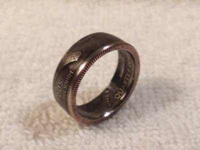 Kansas Handcrafted Washington Quarters coin ring, size 6  2005