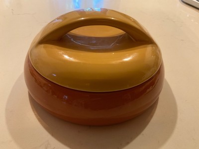 Bret Bortner BIA Covered Dish W/ Lid Casserole Tan with Yellow Lid, New