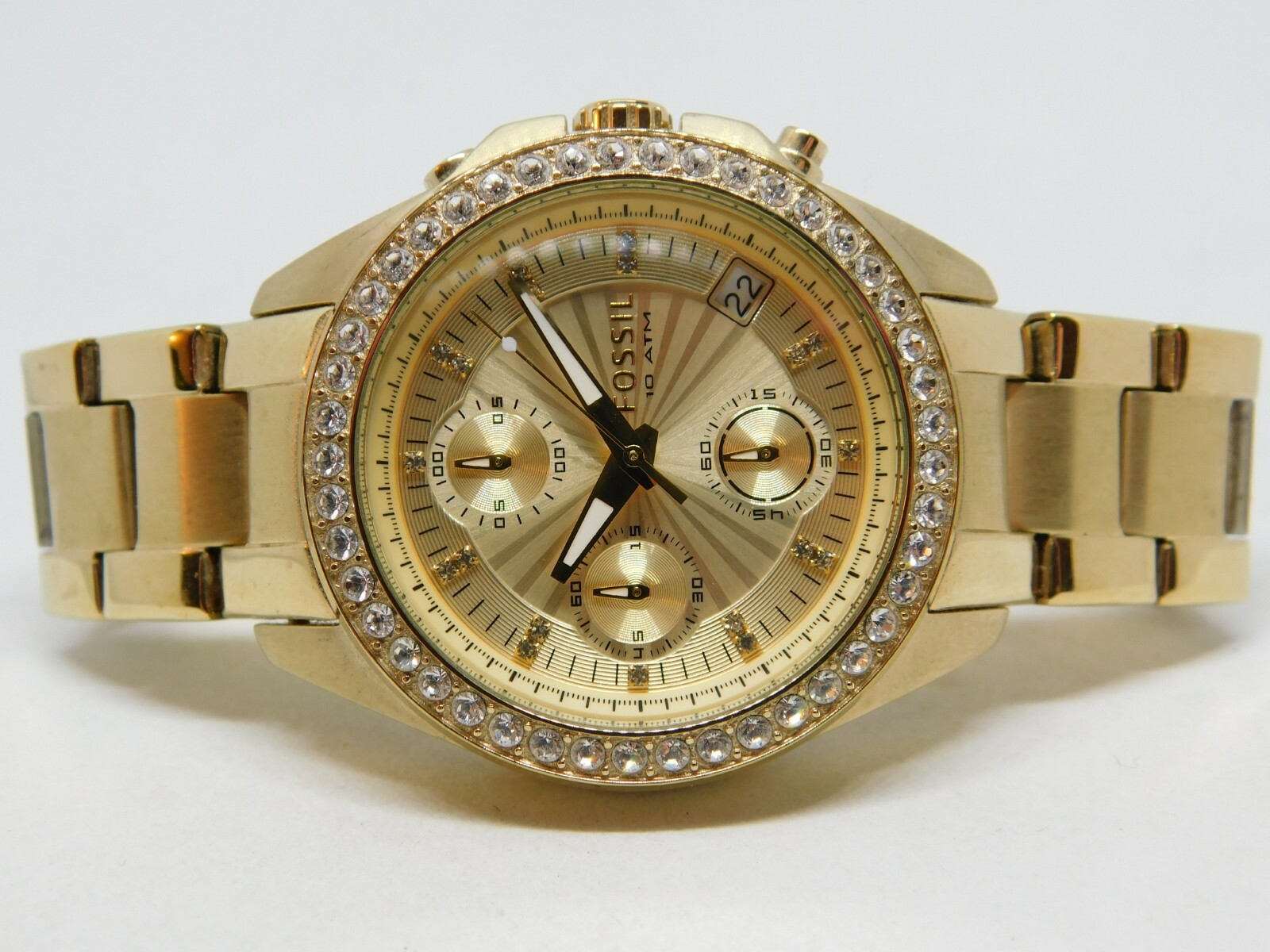 Fossil ES-2683 All Stainless Steel Quartz Women's Watch Sz