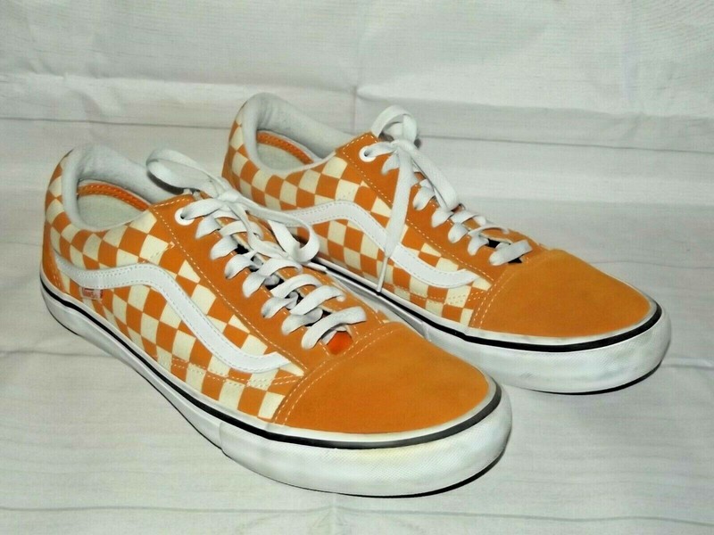 vans old skool checkerboard orange