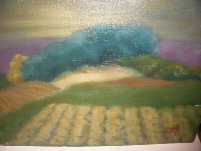 Artist Eleanor Sella Bodrato (American NJ 1928 - 2017) oil landscape painting 