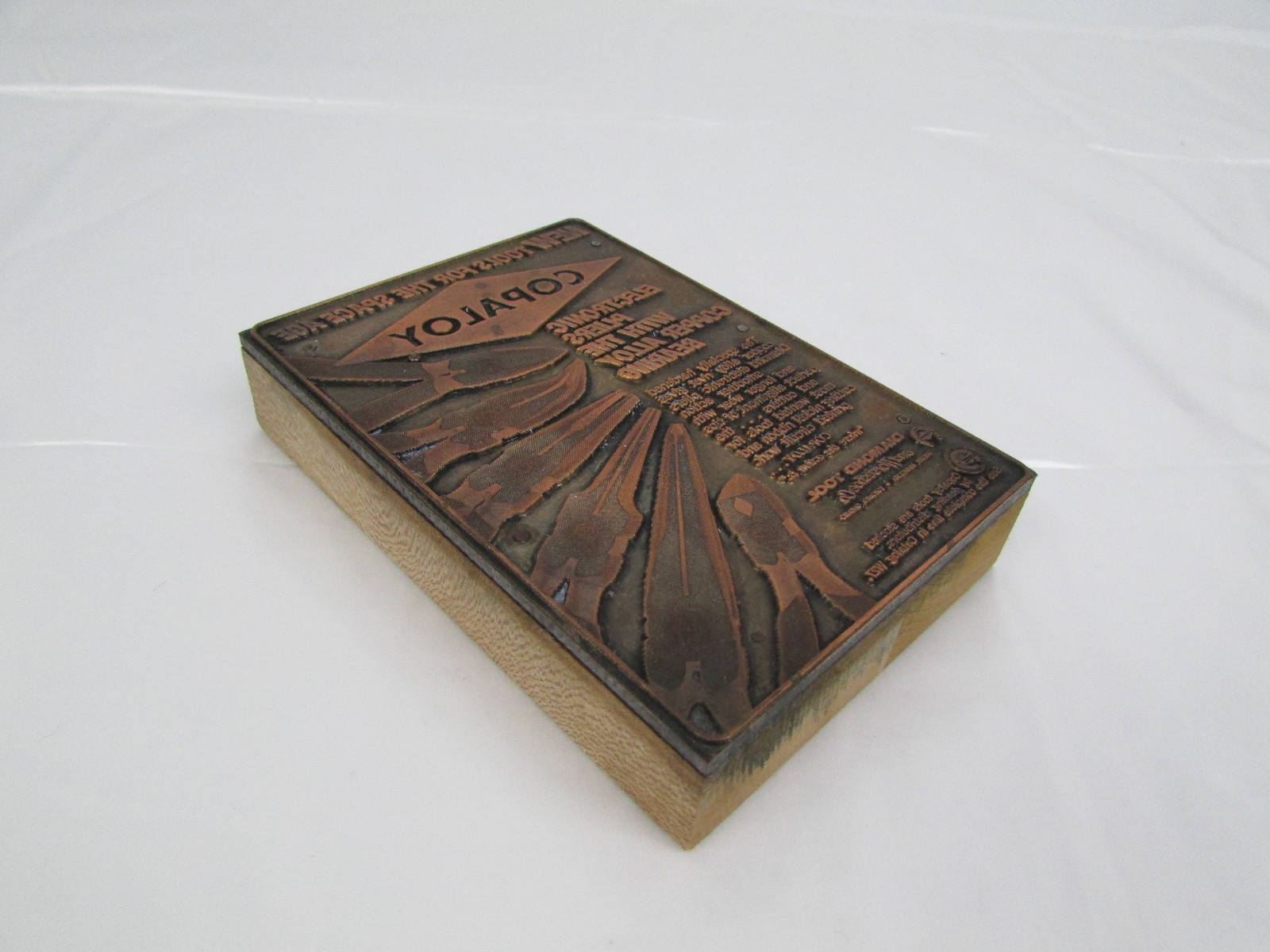 Vtg Letterpress Printing Block Diamond Tools Copaloy Pliers Advertising Duluth