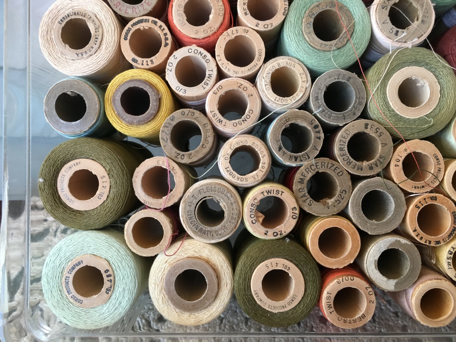 Lot of 86 Vintage Spools of Sewing Thread Conso, Bestso, Star Mercerized