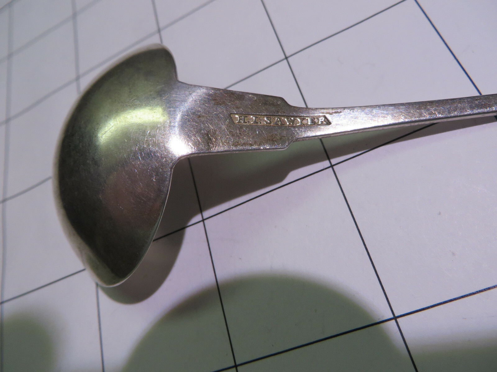 1840      H.L. SAWYER,   COIN SILVER    SAUCE LADLE - NO MONO.