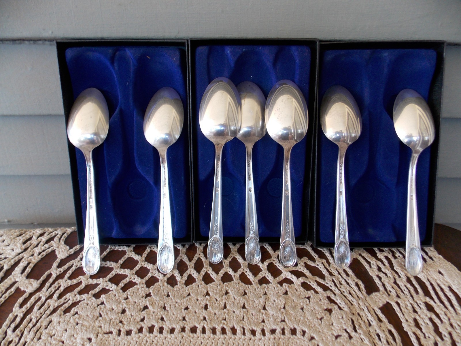 Lot of 7 Vtg W.M. Rogers Silver Plated Presidential Spoons: JFK, Roosevelt, Taft