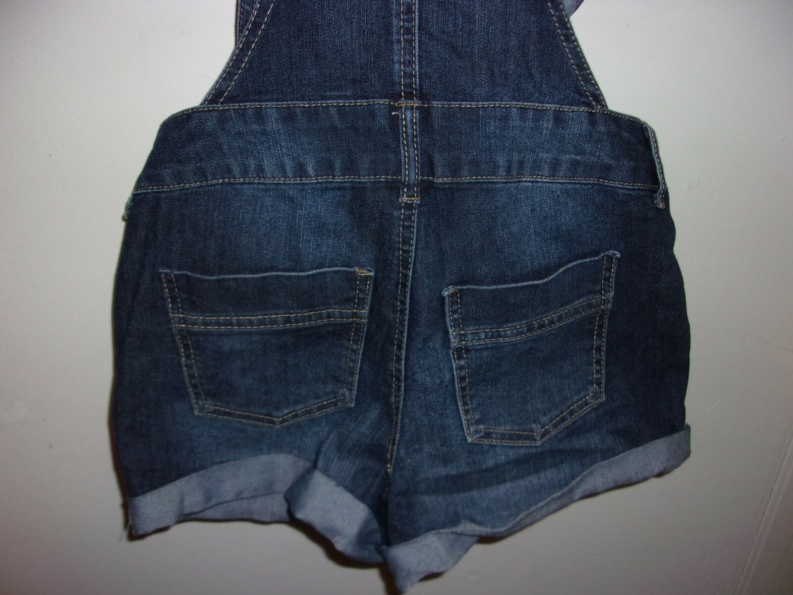 GIRLS SIZE MEDIUM 7 8 SHORT DENIM OVERALLS BY CHEROKEE SUMMER SPRING