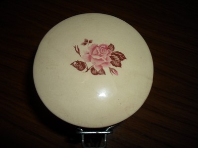 Cream Colored With Rose -  Stoneware  Crock - Canister w/ Lid & Seal & Wire Bail
