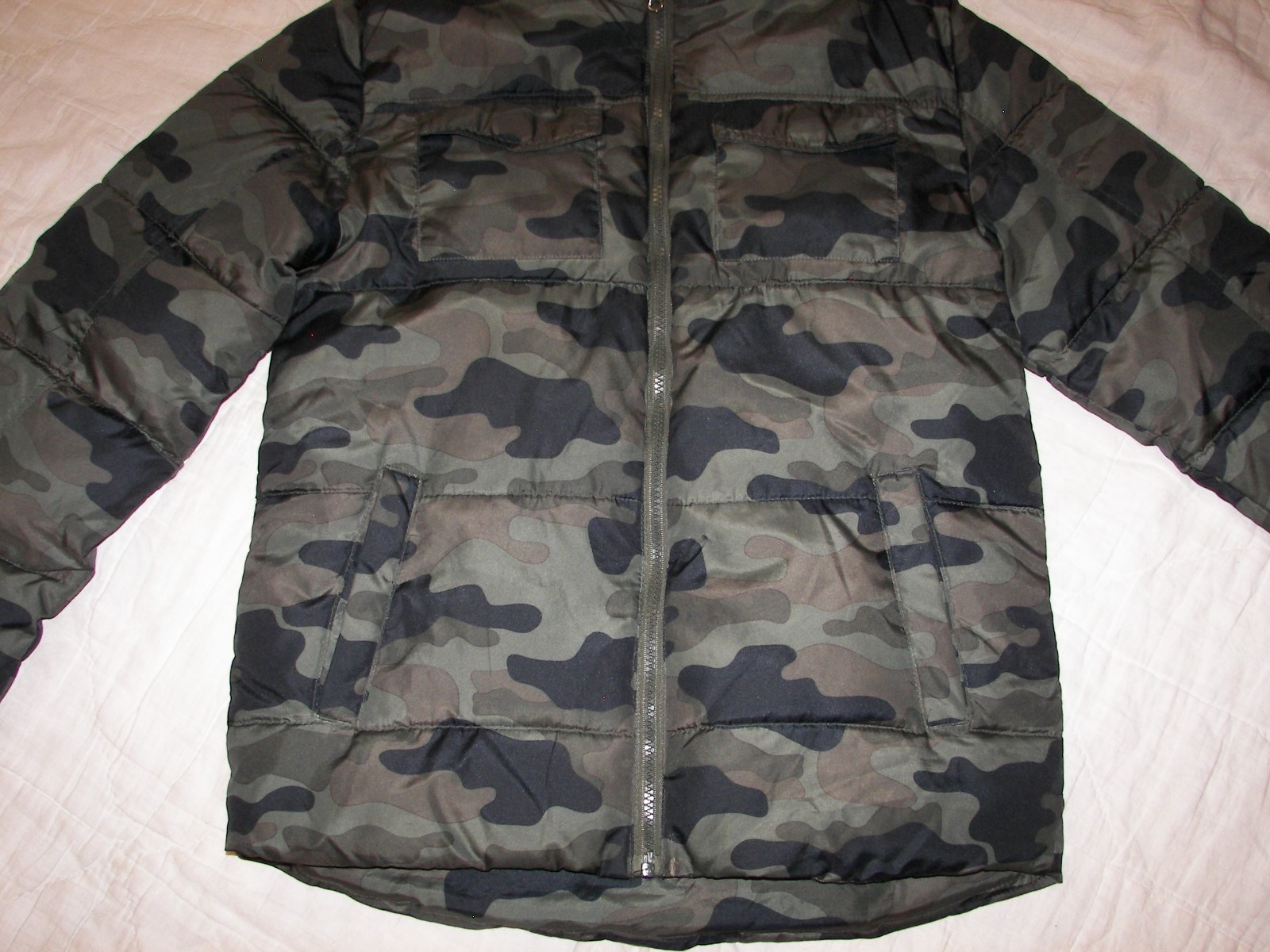 Boys Faded Glory Hooded Camo Coat Jacket - L (10-12)
