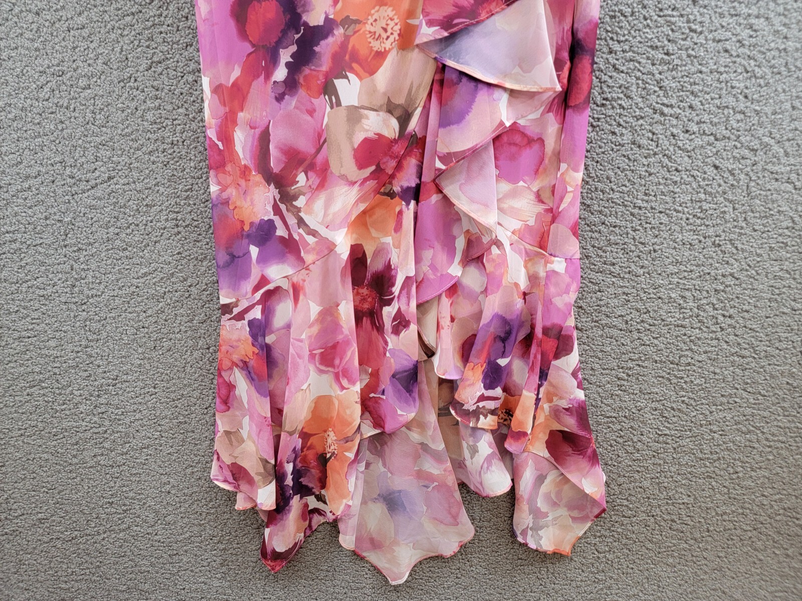 X by XSCAPE Floral Blouson Midi Dress Women's 6 Multi V-Neck Back Zip Closure - Picture 4 of 16