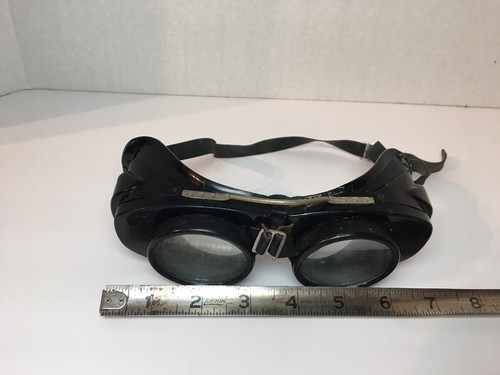VTG Antique Steampunk Motorcycle Aviator Duralite Goggles WWII Burning Man weld