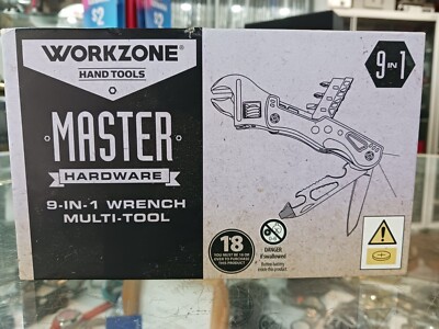WORKZONE HAND TOOLS MASTER HARDWARE 9 IN 1 WRENCH MULTI-TOOL IN BOX