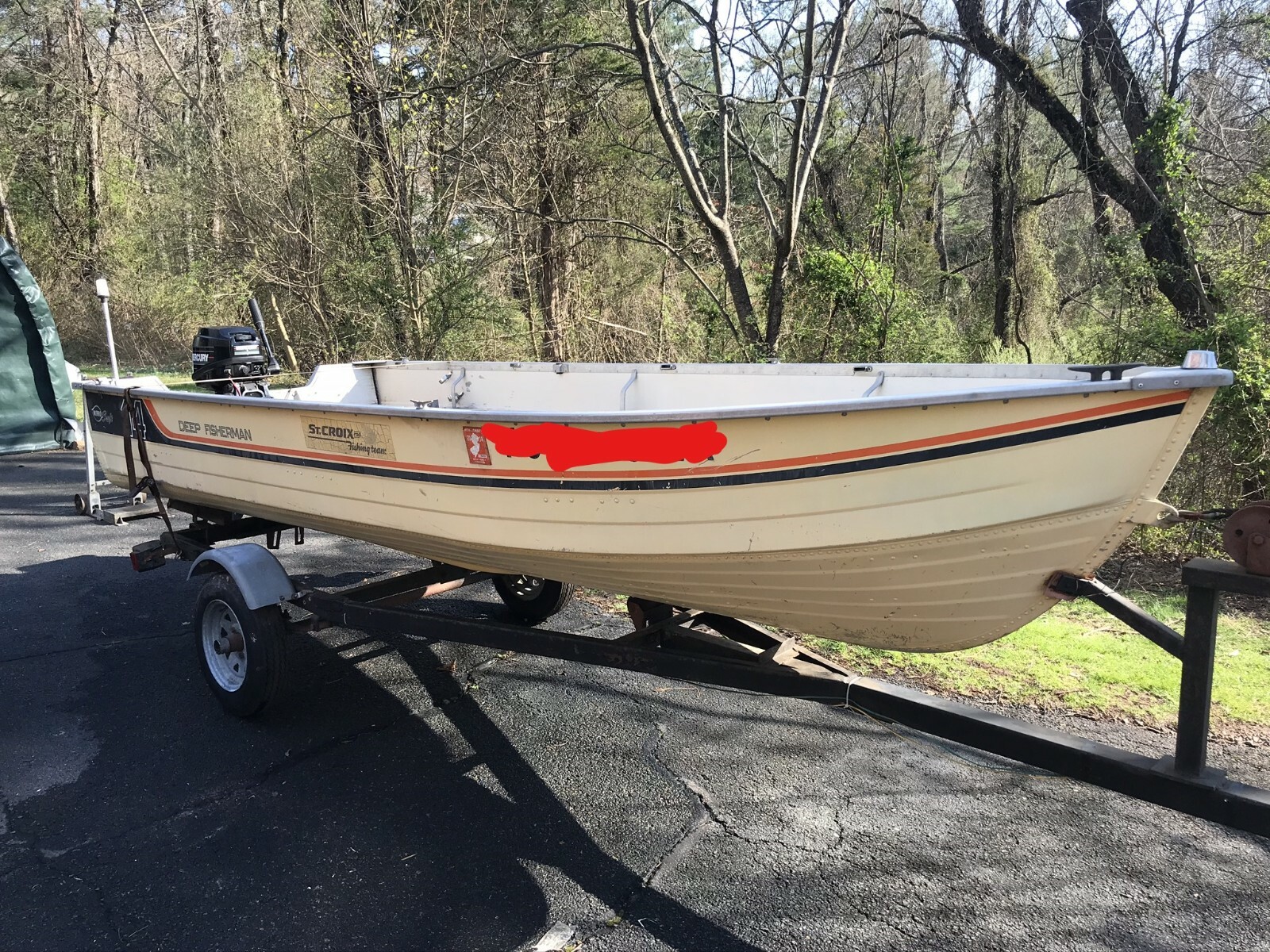 14 Ft. Mirrocraft Deep V Aluminum Fishing Boat, Motor And Trailer
