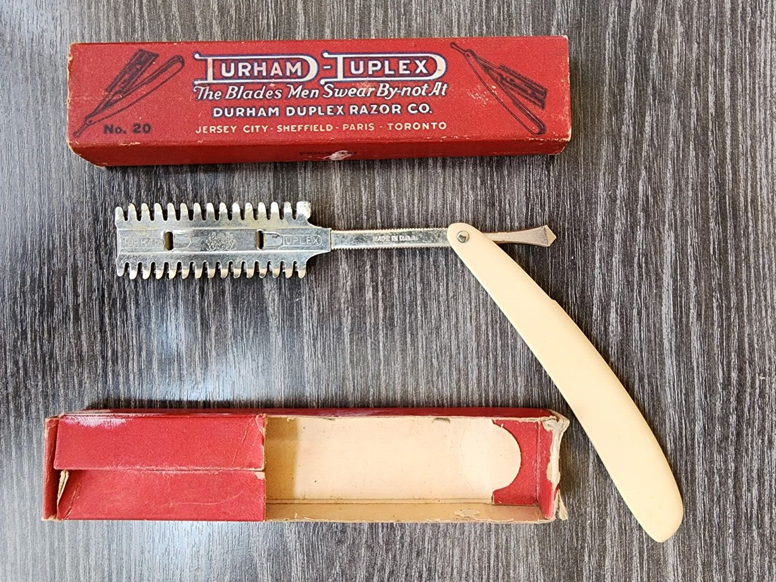 Vintage Durham Duplex in box replaceable blade Straight Razor No. 20