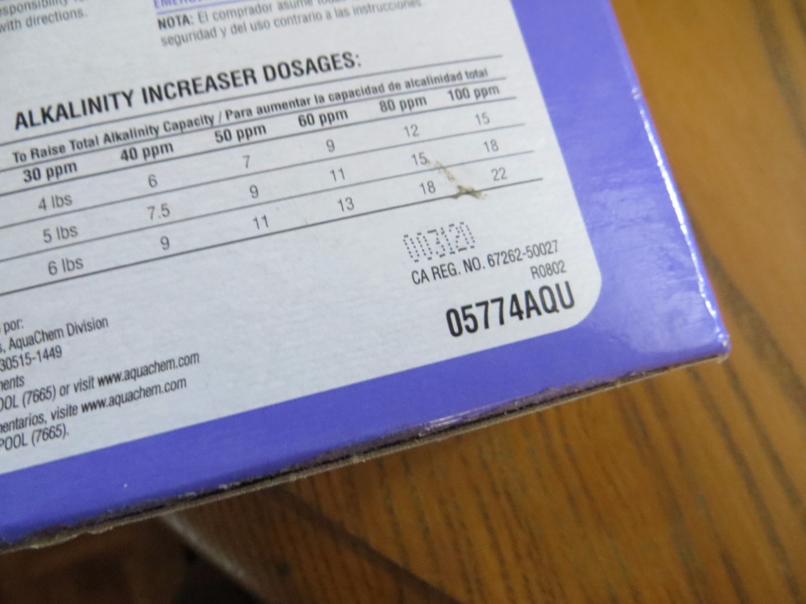 Aqua chem balance and protect alkalinity increaser. 4lb Box