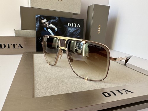 Pre-owned Dita Mach-five Drx-2087-i Gld Brn Brushed White Gold-brown Gradient Sunglasses