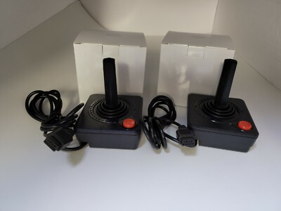2  (TWO ) NEW JOYSTICK CONTROLLERS FOR ATARI 2600 RED BUTTON ORIGINAL STYLE #11A