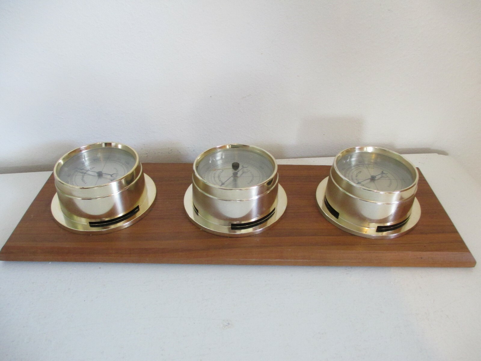 Vintage Springfield Wood Weather Station Thermometer Barometer Humidity 15 3/8