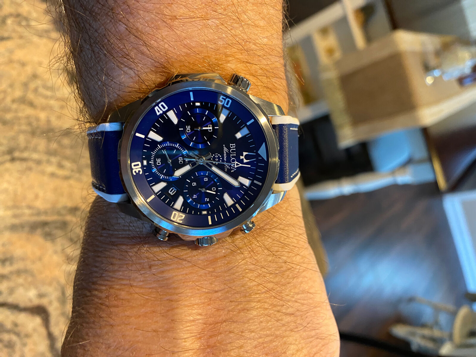 Bulova Marine Star Blue Chronograph Dial 96B287 (FEDEX 2 DAY Bulova Marine Star Blue Chronograph Dial 96B287 (FEDEX 2 DAY