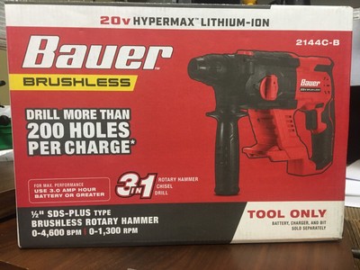 BAUER 20V Brushless Cordless 1/2 in. SDS-PLUS Type Rotary Hammer - Tool Only