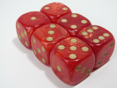 NEW Dice Set of 6 D6 (16mm) - Pearl Red