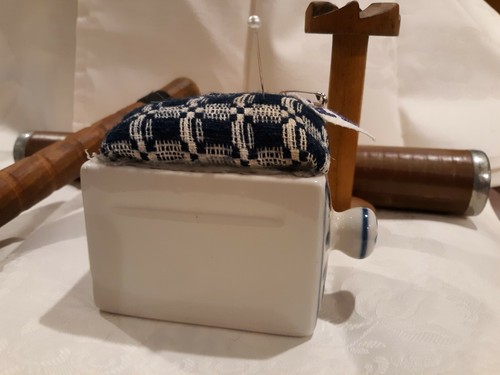 OOAK Handmade Primitive PINCUSHION Pin Keep Antique Coverlet Fabric 