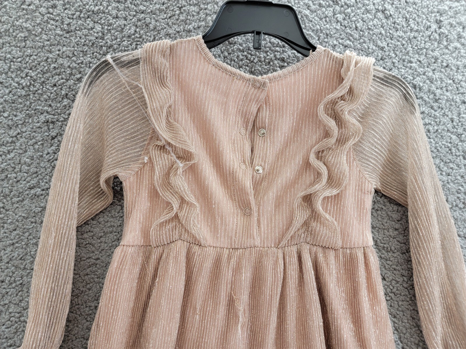 Splendid Glitzy Pleated Tulle Dress Little Girls 2T Champagne Snap Closure - Picture 11 of 17