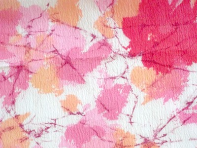 Vintage 60 's Retro Pink Peach Watercolor Floral Poly Crepe Fabric 45