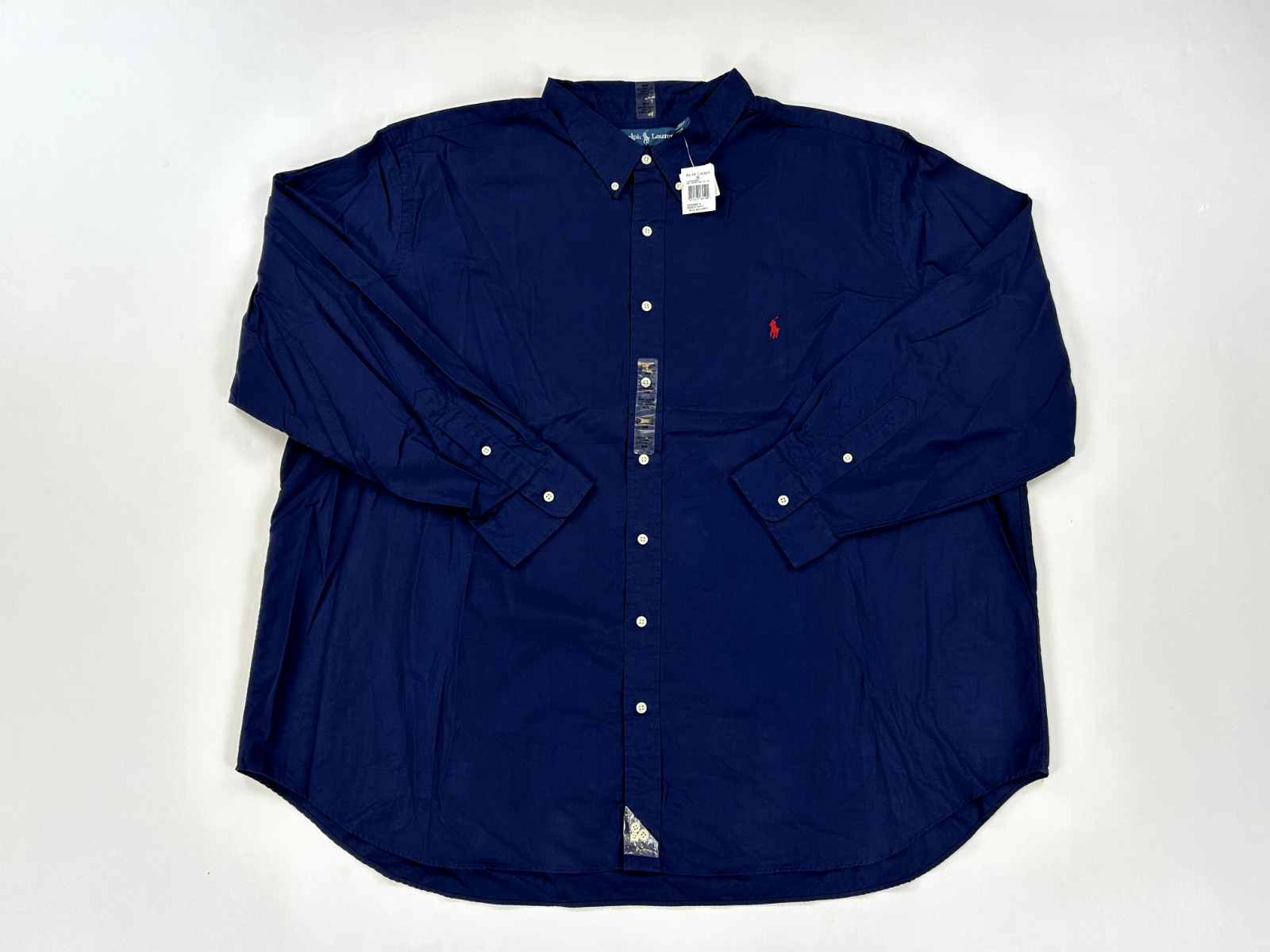 Рубашка Polo Ralph Lauren из поплина на пуговицах Big & Tall с длинным рукавом и принтом пони - Темно-синий