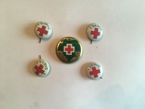 (5) Red Cross Pins 