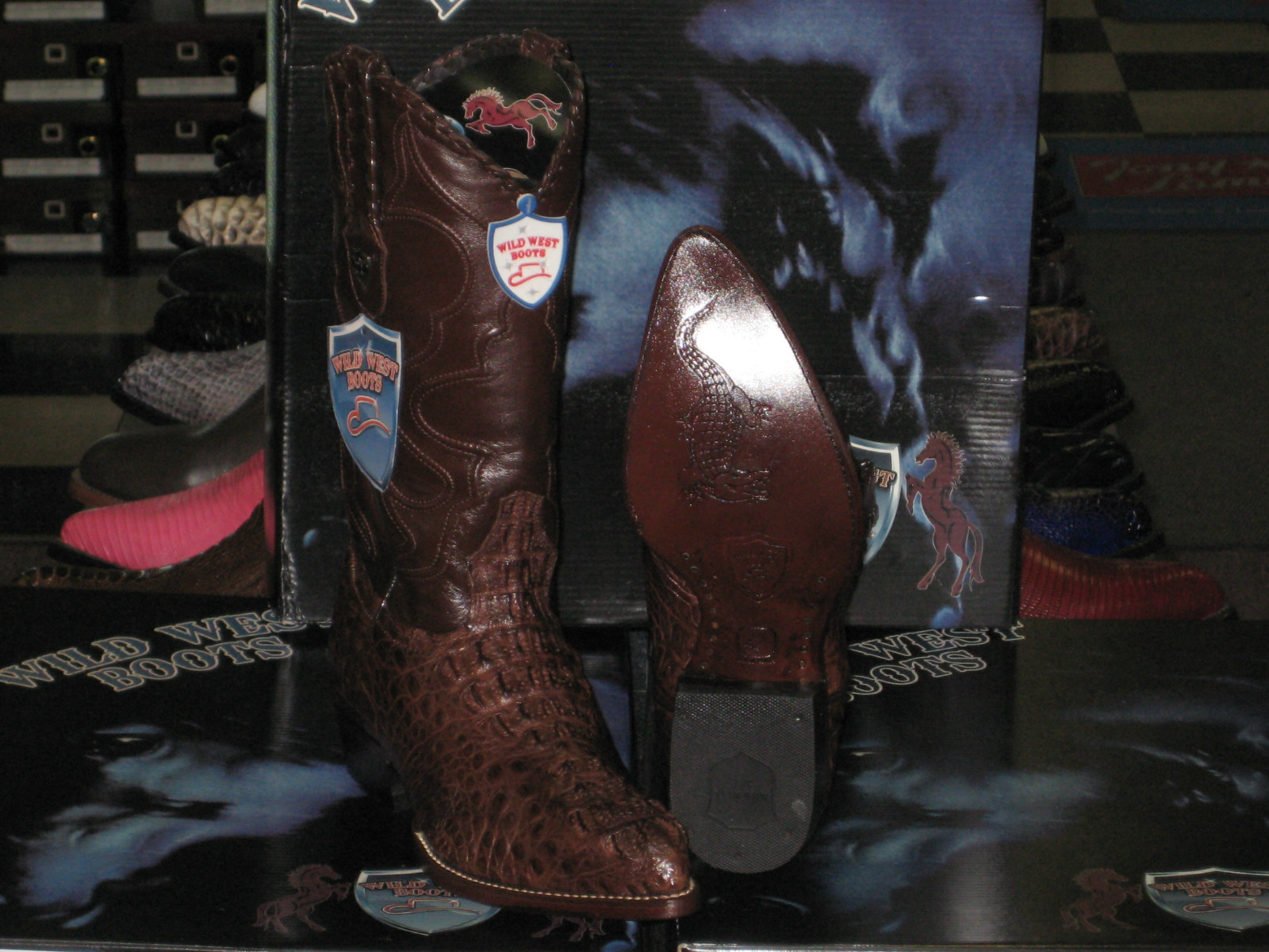 Pre-owned Wild West Boots Wild West Brown Crocodile Hornback Western Cowboy Boot J-toe (d) 2990207