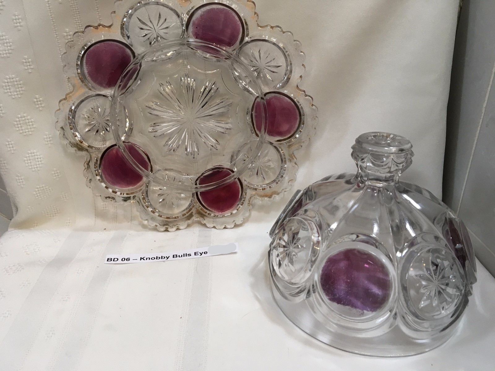 EAPG Butter Dish - Knobby Bulls Eye