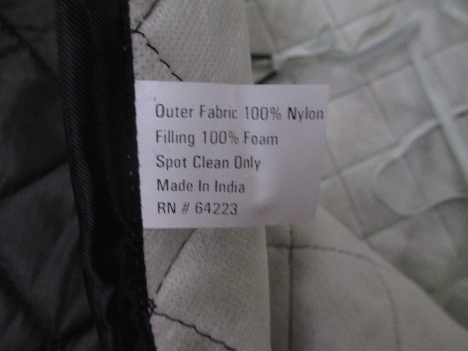 NEW car seat cover black quilted texture nylon outer w/ foam interior 53x25 in