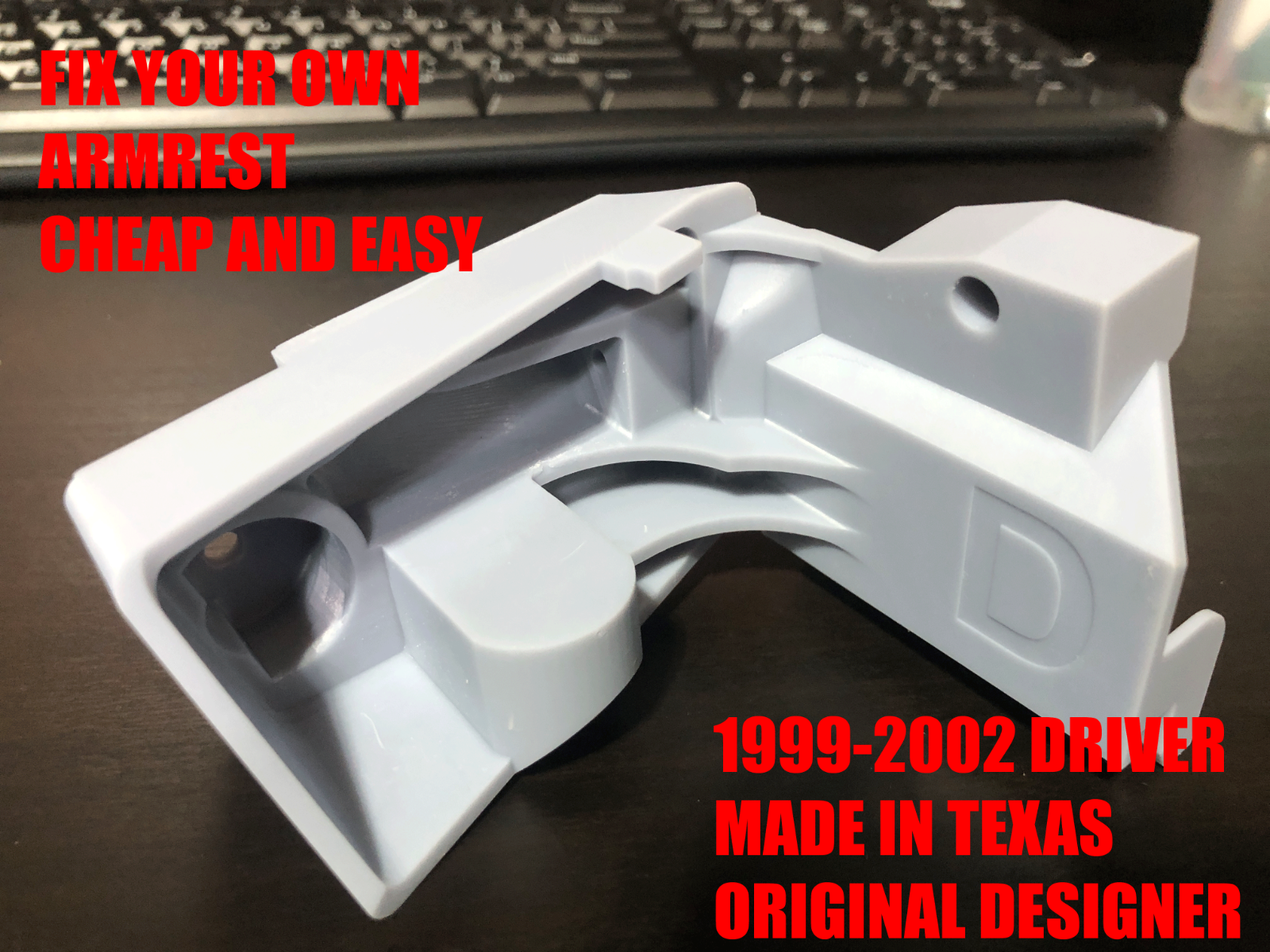 Replacement GM 99-02 truck or Suburban driver arm rest bracket Chevy, GMT800