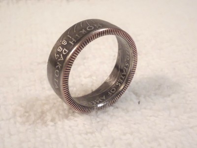 North Datoka Handcrafted Washington Quarters coin ring, size 7  2006