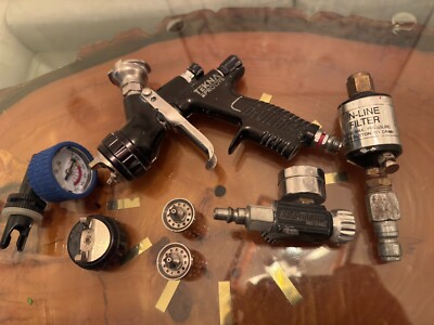 DeVilbiss Tekna Prolite Spray Gun + 3 OEM Tips 13, 14, 15, Lots of Accessories