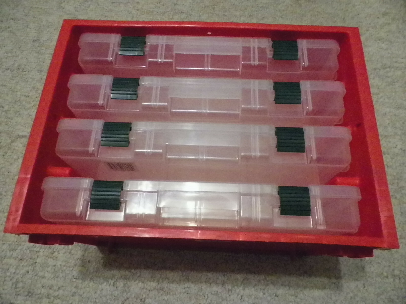 Plano Molding 974 StowAway Organizer Rack + 4 Cabelas 3700 Stowaway Boxes