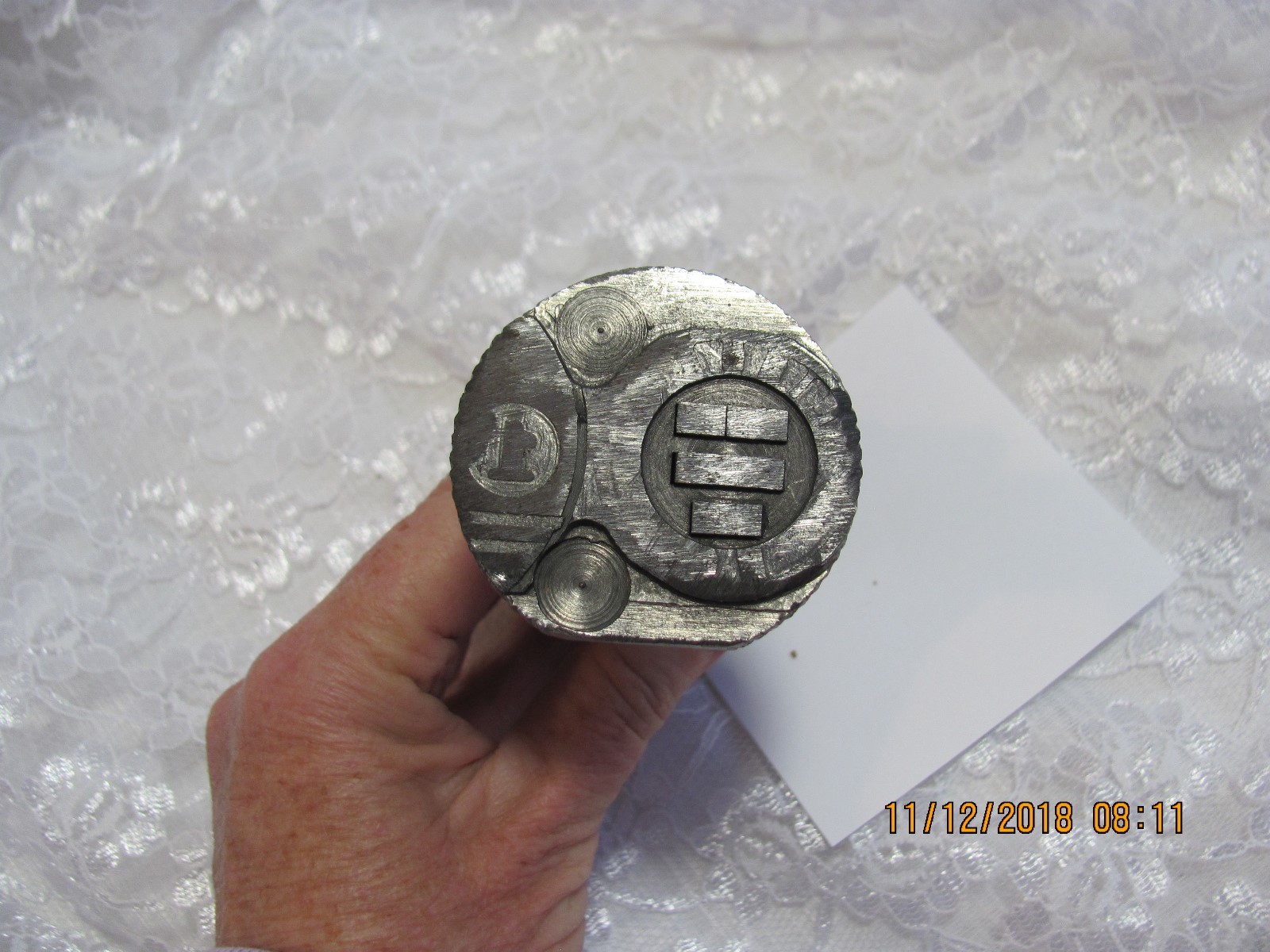 Vintage Hand Stamp Dater Canceler Wooden Handle USPS Metal Base Blank Antique