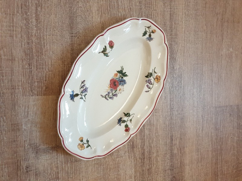 Sarreguemines Agreste Frankreich Servierplatte Oval Klein Vintage LÃ¤Ndlich Flora