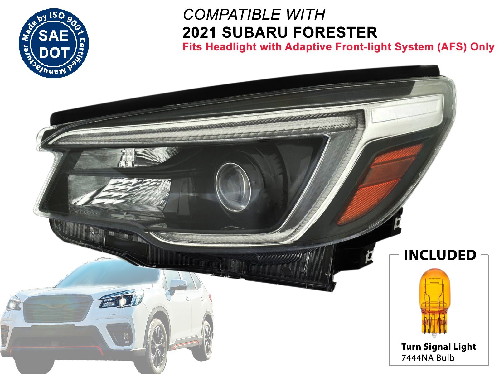 ffry Fits Head Light 2021 Subaru Forester With AFS Driver Left