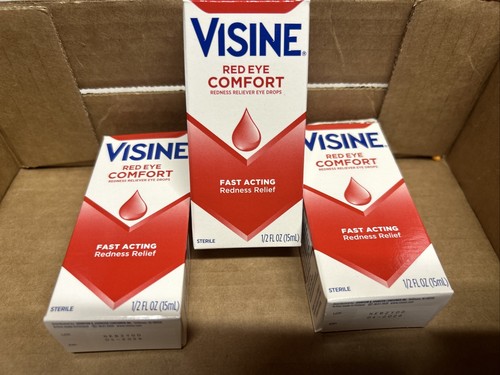 (LOT OF 3) Visine Red Eye Comfort Redness Relief Eye Drops, 0.5 fl. oz EXP 8/25-