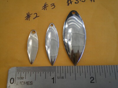 150 PCS. SMOOTH WILLOW LEAF BLADE #2, #3, #3.5 - 50 EACH ''MAKE SPINNERS''