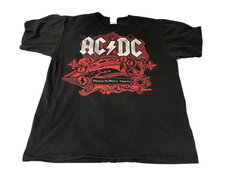 Vintage ACDC Tour T-Shirt L, AC/DC Rock N Roll Train Tour 2008/2009, Band Tee