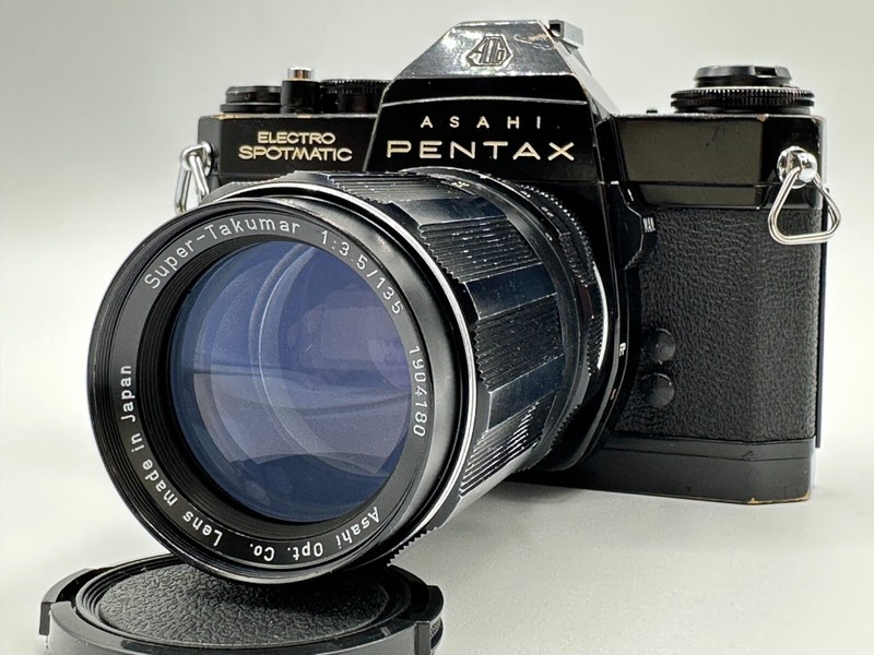 Asahi Pentax Electro Spotmatic Es 35mm Film Camera Super Takumar F3.5 135mm Lens