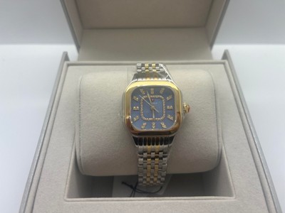 Michele Meggie Two-Tone 18K Gold-Plated Diamond Blue Dial Watch MWW33B000015