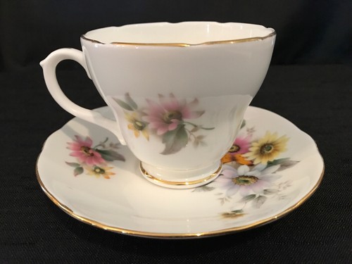 Duchess Bone China Teacup and Saucer, England, Butterfly and Daisies