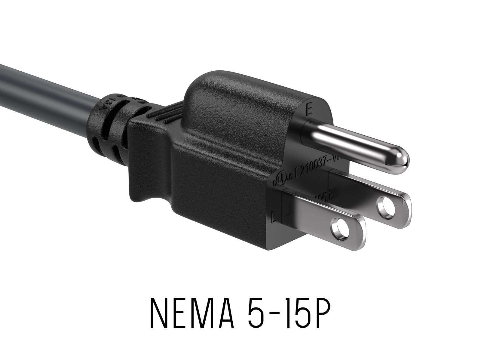 2 ft 16 AWG AC Outlet Extension Power Cord, NEMA 5-15P to NEMA 5-15R