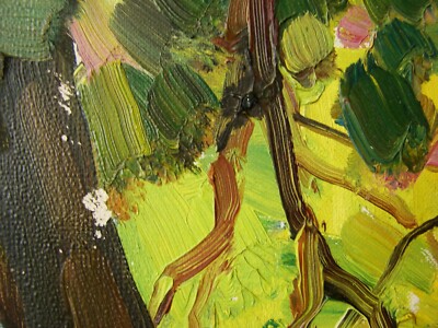 Ukrainian Soviet Oil Painting Postimpressionism park rest trees fauvism 