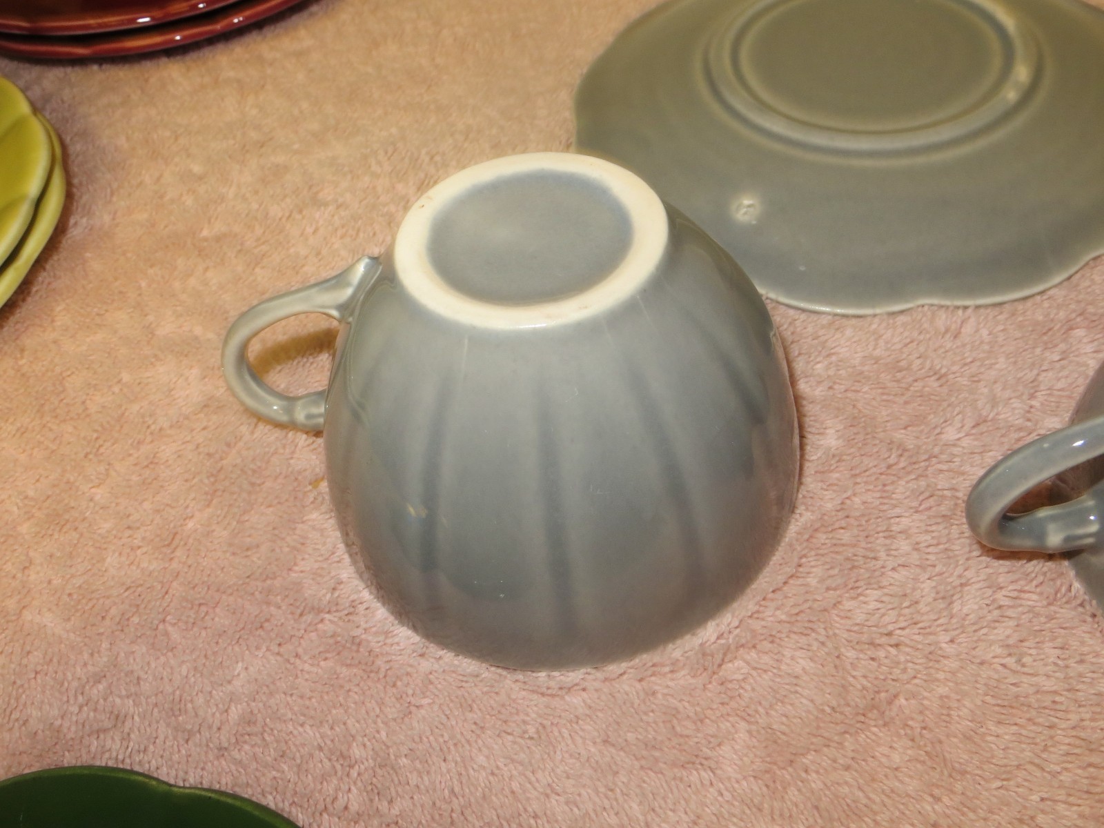 2 Vintage W.S. George Petalware Cup & Saucer Sets - Gray