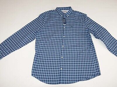 Original Penguin Men's Button Front Shirt Size XL NWT Long Sleeves Blue Plaid